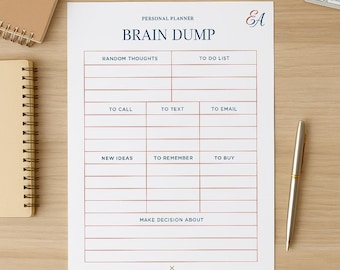 Brain Dump Printable | Mental Clarity & To-Do List Organizer | Personal Planner PDF | Instant Download | EA Paperworks