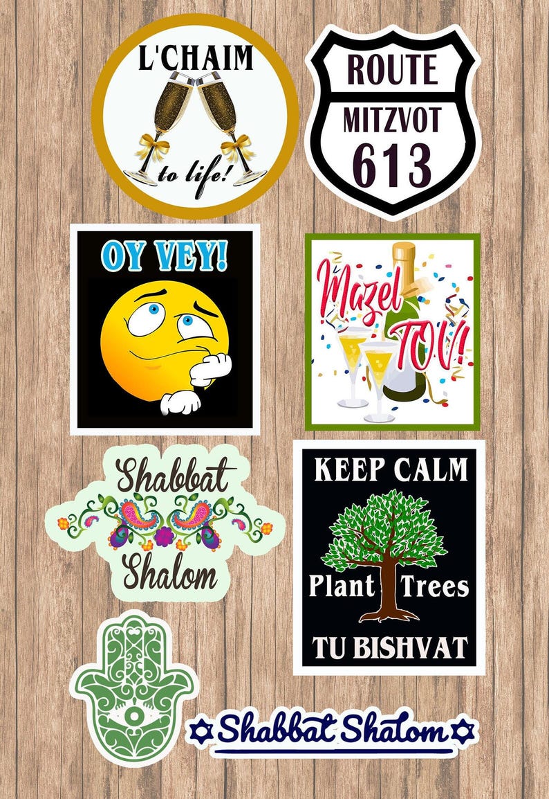 Jewish Stickers, Jewish Sticker Pack L'chiam, Mitzot, OY VEY, Mazel Tov ...