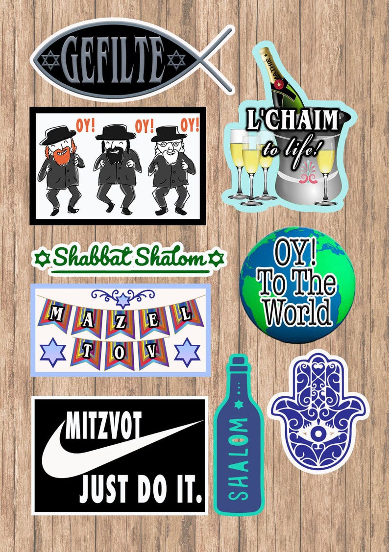 Jewish Stickers, Jewish Sticker Pack L'chiam, Mitzot, OY VEY, Mazel Tov ...