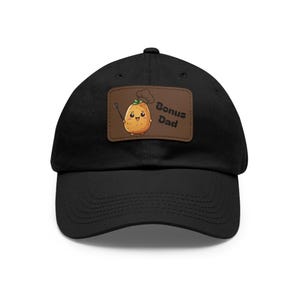 Whimsical Bonus Dad Hat with Leather Patch, Fun Gift for Father&#39;s Day, Casual Summer Accessory, Lightweight Cap for Dads, Dad&#39;s Favorite Hat