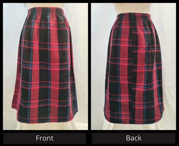 80s Tartan Plaid Vintage Skirt - Fuchsia Pink Bla… - image 5