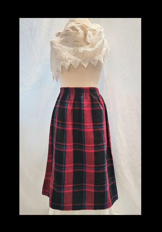 80s Tartan Plaid Vintage Skirt - Fuchsia Pink Bla… - image 2