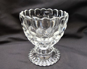 Vintage 1970s 1974 Avon Ovalique Pressed Glass Hobnail or Bubble Pattern Footed Candle Holder