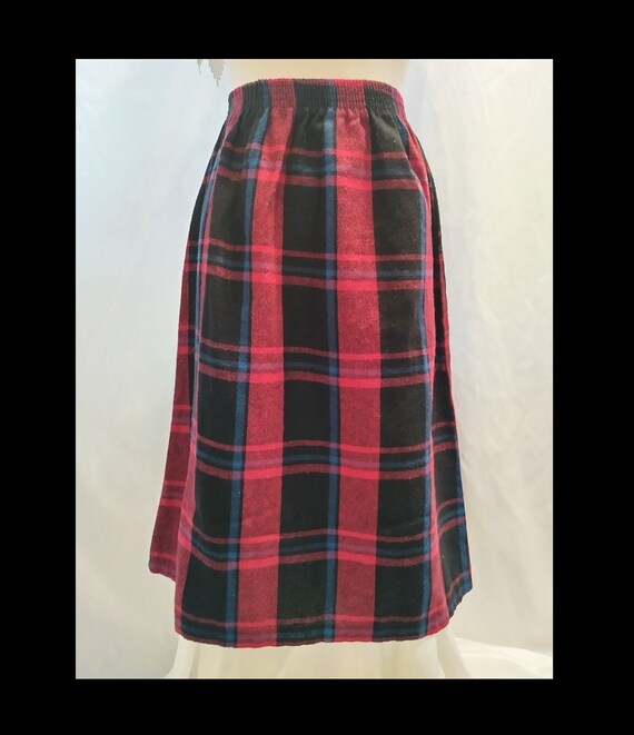 80s Tartan Plaid Vintage Skirt - Fuchsia Pink Bla… - image 4