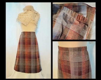 70s 80s Vintage Plaid Skirt - Sears The Fashion Place