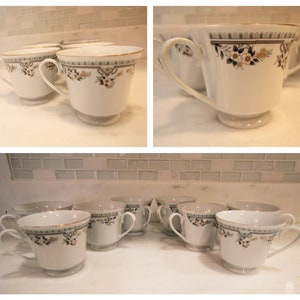 Haicheng China Porcelain Tea Cups Teacup Vintage Cherry Blossom Floral Teacups Gold Trimmed Priced per Set of 4