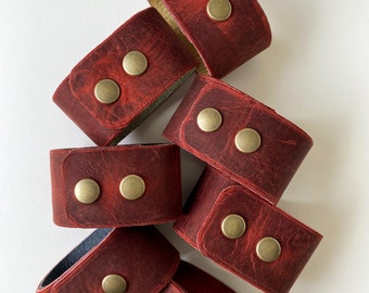 Oxblood Leather Cuff- Unisex Leather Bracelet- leather wrist band- leather snap cuff