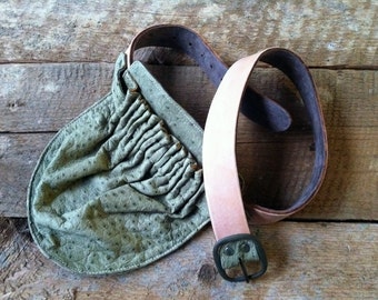 Leather Hip Bag- Green Ostrich Waist Bag