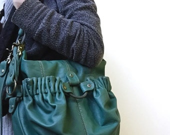 Voima Handbag- ready-to-ship bag- green leather handbag- green leather crossbody bag- jade green leather- luxury handbag- couture handbag