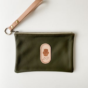 Leather Wristlet Clutch leather zipper pouch wristlet pouch image 3