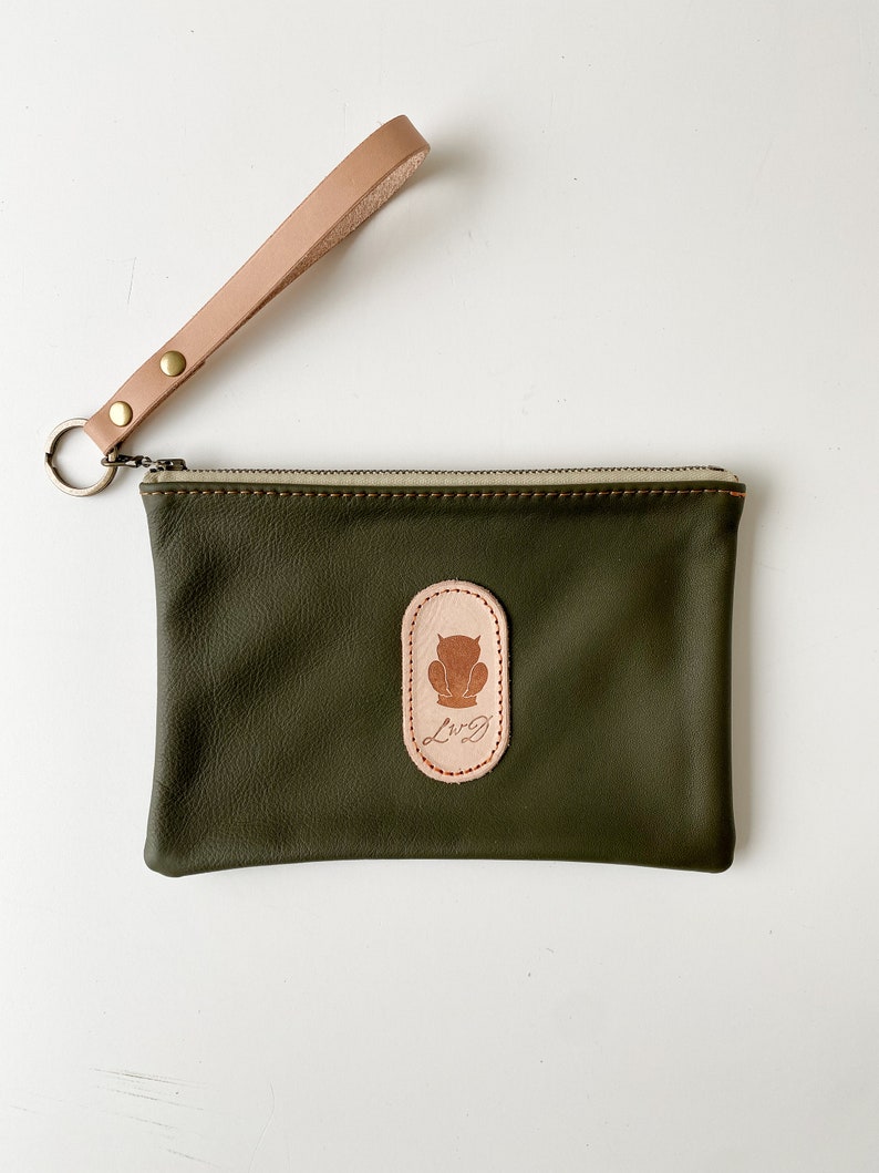 Leather Wristlet Clutch leather zipper pouch wristlet pouch image 3