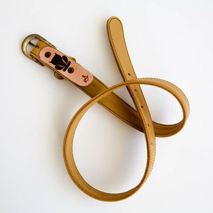 Mustard Leather Belt Thin Handmade Belt image 6