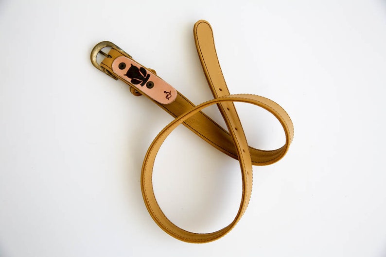 Mustard Leather Belt Thin Handmade Belt image 6