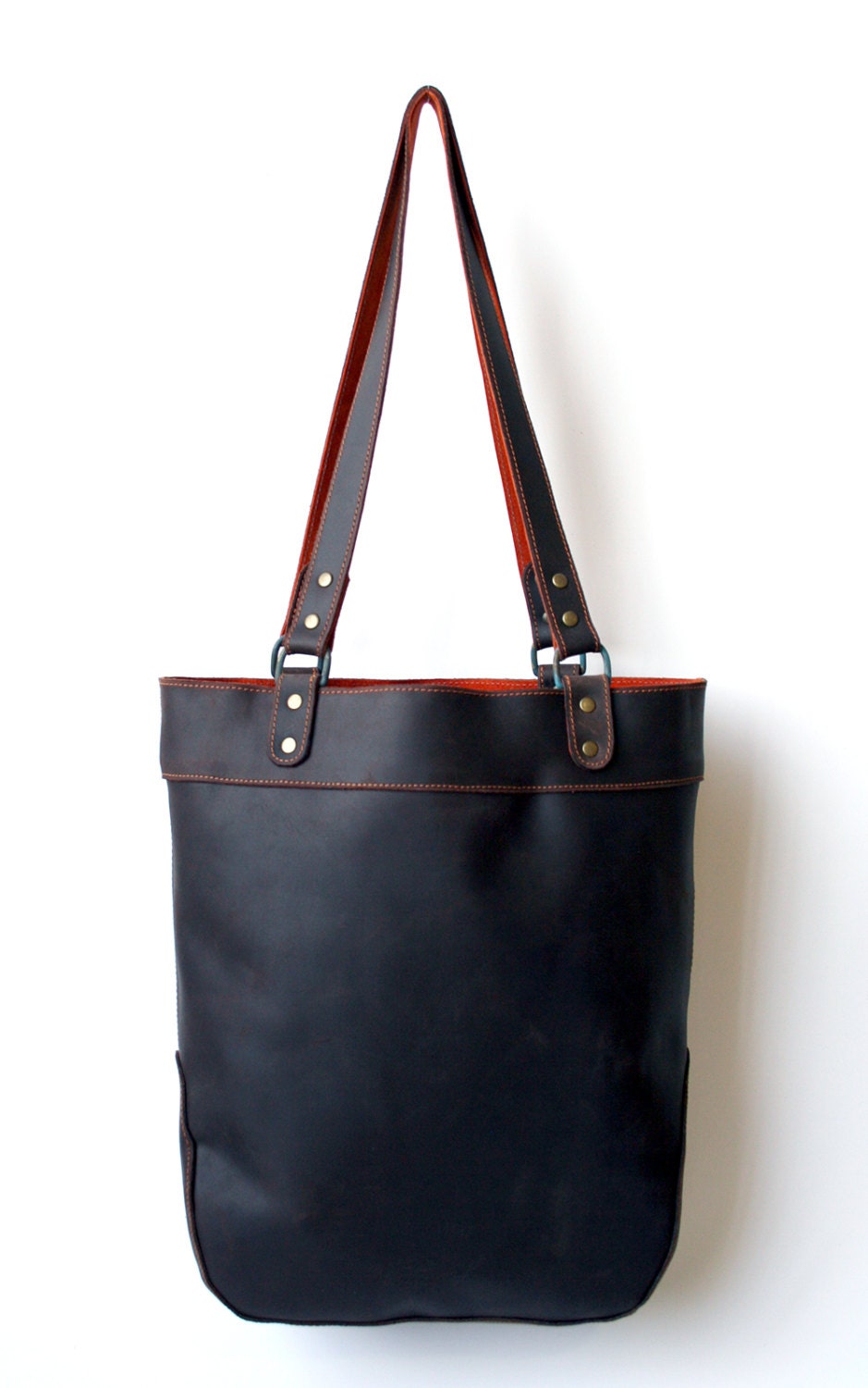 Leather Everyday Tote Basic Leather Tote Basic Tote Bag - Etsy