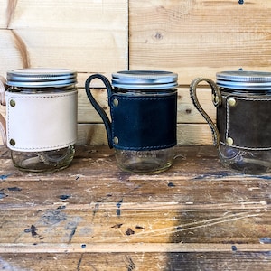 Leather Jar Wrap- leather mug wrap