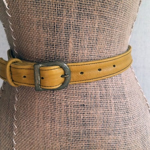 Mustard Leather Belt Thin Handmade Belt image 4