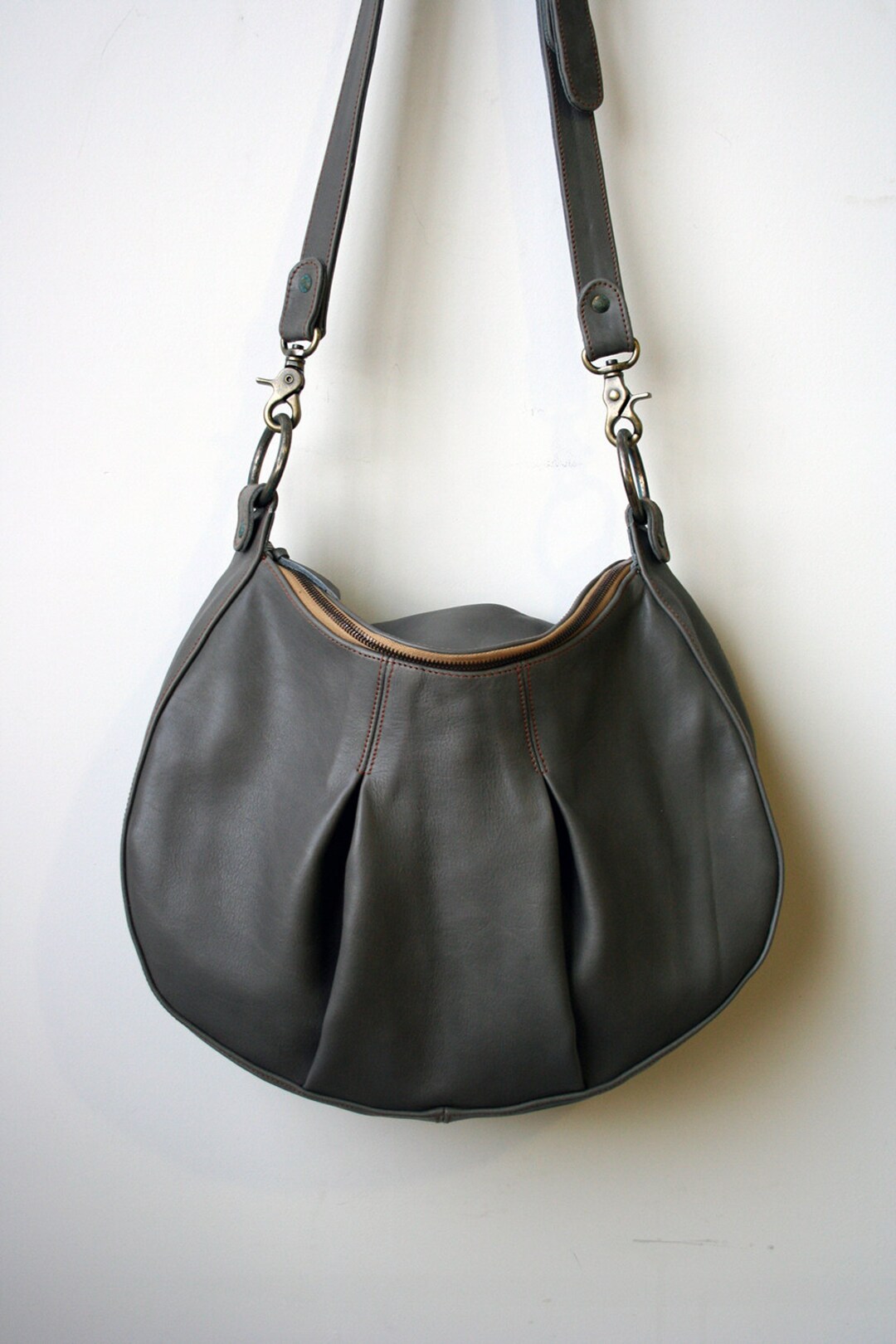 Grey Leather Bag Crossbody Leather Handbag Gray Leather Bag Etsy