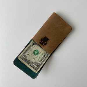 Minimal Leather Wallet Brown Leather front pocket fold wallet image 3