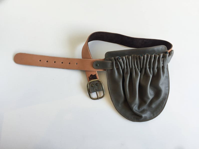 Leather Hip Pouch Grey Hip Bag Leather Hip Pocket Belt Grey belt bag grey utility belt leather utility belt bag image 4