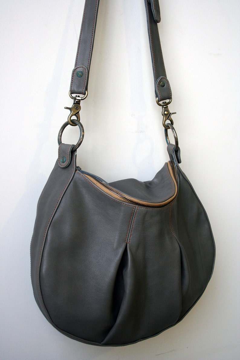 Grey Leather Bag Crossbody leather handbag gray leather bag leather handbag leather crossbody bag grey leather purse gray leather image 2