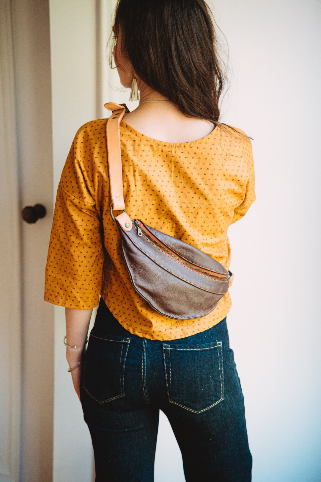 Leather Fanny Pack Crossbody Bag Fanny Pack Classic Leather Etsy