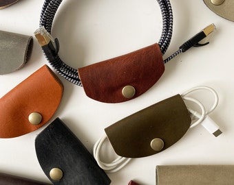 Cord Taco- leather cord holder- leather cord cable tie