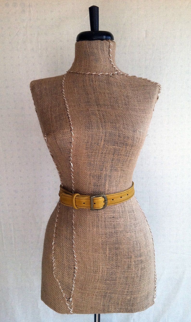 Mustard Leather Belt Thin Handmade Belt image 3