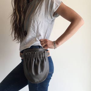 Leather Hip Pouch Grey Hip Bag Leather Hip Pocket Belt Grey belt bag grey utility belt leather utility belt bag image 2