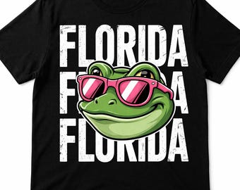 Florida Frog Shirt Cool Frog Sunglasses Graphic Tee Funny Florida Vacation Shirt Animal Lover Gift Summer Tee