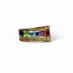 Vintage Rainbow Gemstone Ring - Size 5.5