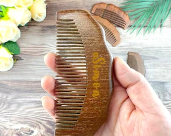 Benutzerdefinierte natürlicher Sandelholz-Massagekamm für langes Haar, Unisexgeschenk