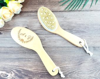 Aangepaste badborstel met natuurlijk varkenshaar, exfoliërende doucheborstel voor droog borstelen, draagbare bodyscrub-stimulator, milieuvriendelijke rugscrubber