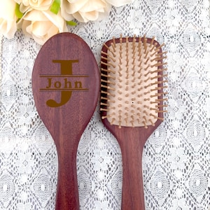 Personalized Wood Cushion Brush: Volumizing Scalp Massager, Schima Wood