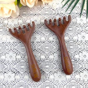 Personalized Sandalwood Massage Comb | Natural Wood Scalp Massager | Portable Acupressure Comb for Women | Ayurvedic Gifts