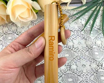 Personalized Jade Bamboo Fidget Stick: Hand-Carved Worry Beads