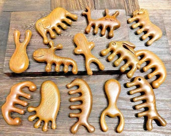 Handmade Sandalwood Gua Sha Comb: Acupressure Massage Tool