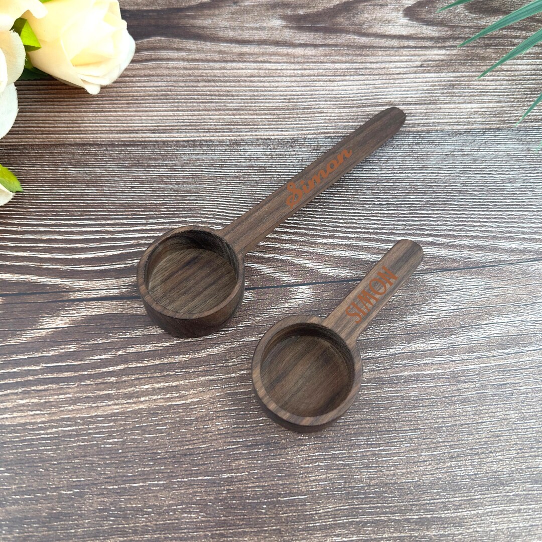 Custom Spoons Mini Custom Engraved Solid Wood Mini Spoon for Salt Tea Coffee Milk Powder ...