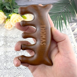 Custom Head Massage Comb - Handcarved Sandalwood Gua Sha Tool for Scalp, Hair Growth, Stress Relief, Holistic Wellness Gift