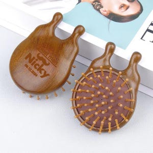 Custom  Sandalwood Air Cushion Massage Comb: 3-in-1 Gua Sha for Face, Neck & Nose Contouring | Acupressure Meridian Tool | Handmade Gift