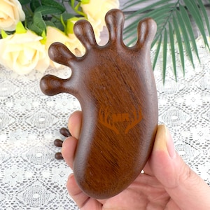 Custom Handmade Sandalwood  Massage Comb - Wide Tooth Wooden Head Scalp Scraper, Acupressure Therapy, Portable Gua Sha Comb for Gifts