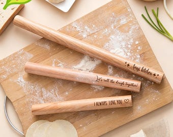 Personalized Wooden Rolling Pin with Name - Kitchen Tool for Dough, Bakery Gift