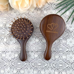 Custom Sandalwood Air Cushion Comb - Scalp Massage Detangling Hair, Mini Portable Wooden Comb for Smoothing & Relaxation Gift