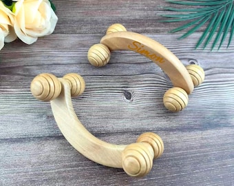 Rolo de massagem de madeira personalizado - Alívio muscular portátil para costas e pernas