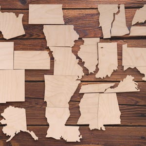 Ritagli di compensato non finiti degli stati degli USA / Silhouette di stati in legno fai da te per artigianato, pittura e decorazioni
