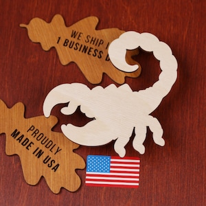 Plywood Scorpion Cutout: Unfinished DIY Insect Silhouette for Crafts