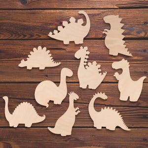 Unfinished Wooden Dinosaur Shapes | DIY Plywood Dino Silhouettes for Crafts, Decor & Learning
