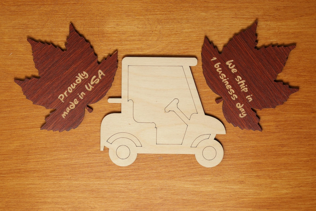 Unfinished Plywood Golf Cart Silhouette, Wooden Vehicle Cutout, DIY