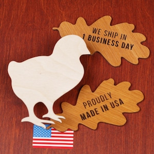 Wooden Chick Silhouette: Unfinished Plywood Cutout for DIY Crafts