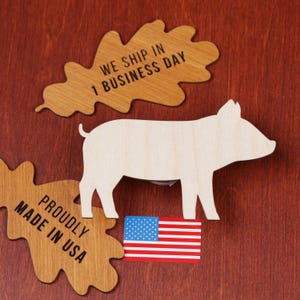 Unfinished Plywood Piglet Cutout: DIY Farm Animal Shape, Nursery Decor