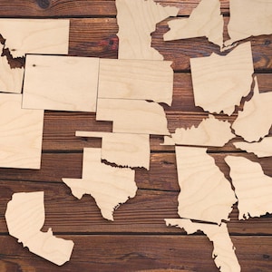 Ritagli di compensato non finiti degli stati degli USA / Silhouette di stati in legno fai da te per artigianato, pittura e decorazioni
